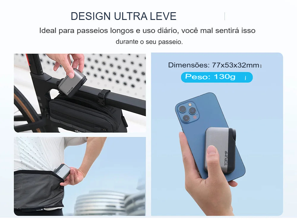 Bomba Elétrica Portátil para Bicicleta com Medidor de Pressão Digital